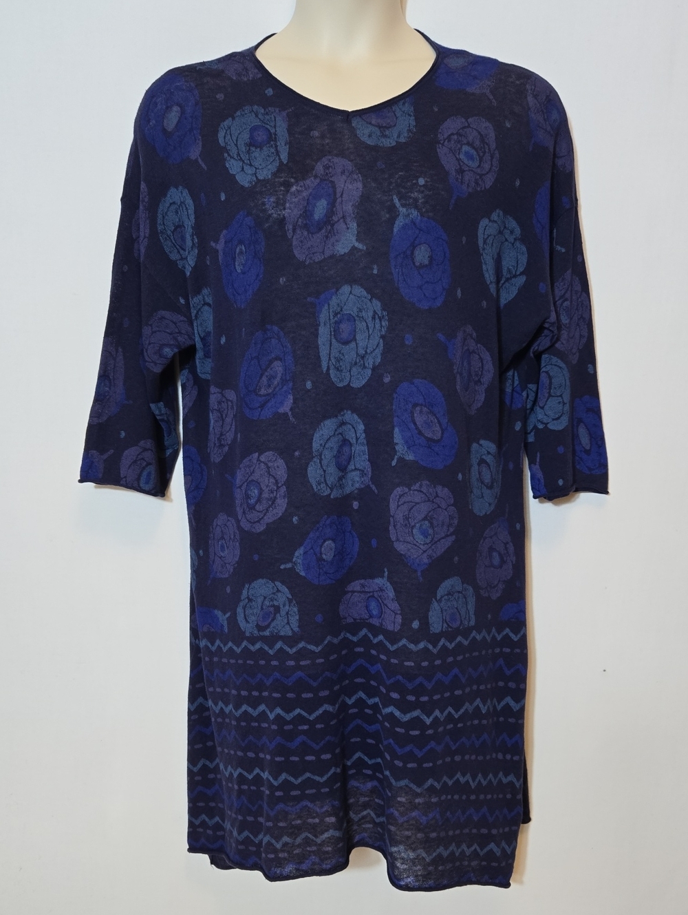 Gudrun Sjoden Linen Floral Tunic Dress L / XL Lagenlook Artsy Organic Cotton